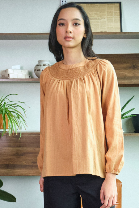 Kardyn Flared Blouse - Taffy Brown