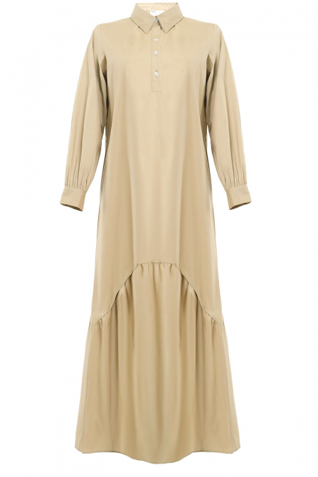 Zeva Gathered Hem Dress - Cocoa Brown