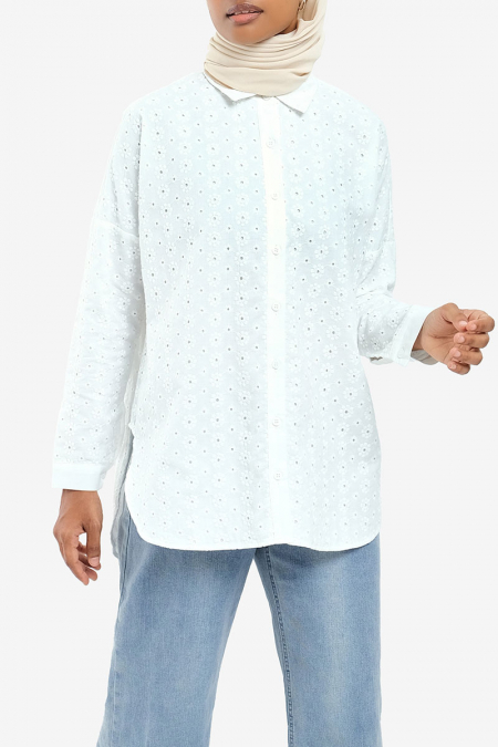 Chandan Drop Shoulder Shirt - White