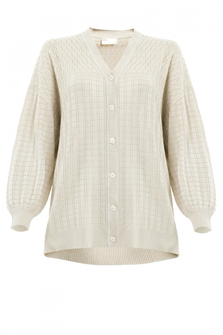 Shirina Knitted Drop Shoulder Cardigan - Oatmilk