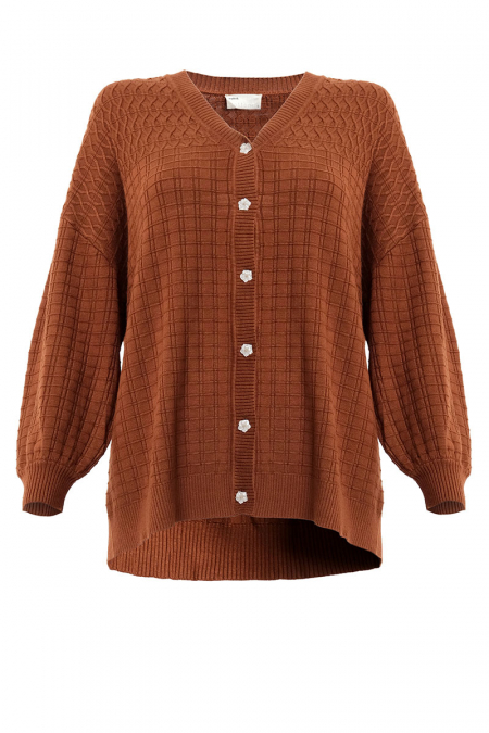 Shirina Knitted Drop Shoulder Cardigan - Chocolate