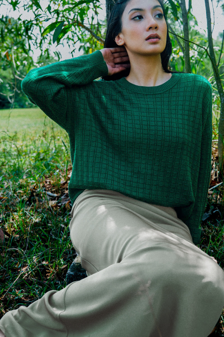 Germani Knitted Drop Shoulder Sweater - Forest Green