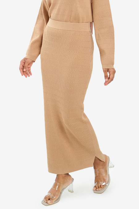 Udaya Knitted Pencil Skirt - Cafe