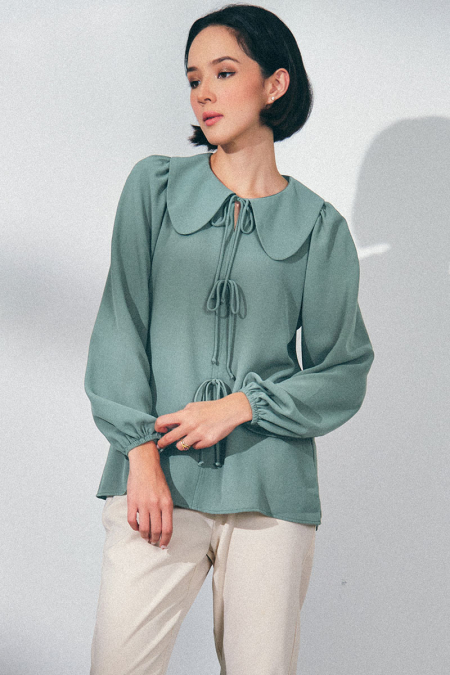 Ranime Bow Blouse - Ocean Teal