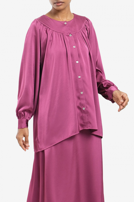 Xuela Front Button Blouse - Berry Purple