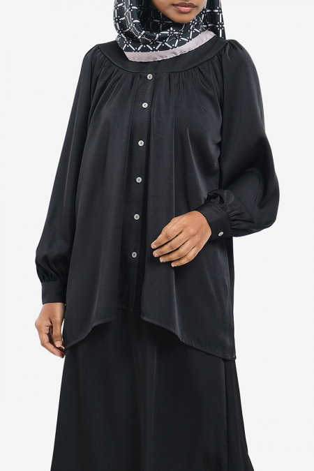 Xuela Front Button Blouse - Black