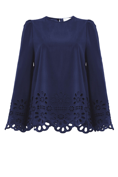 Francetta Embroidered Hem Blouse