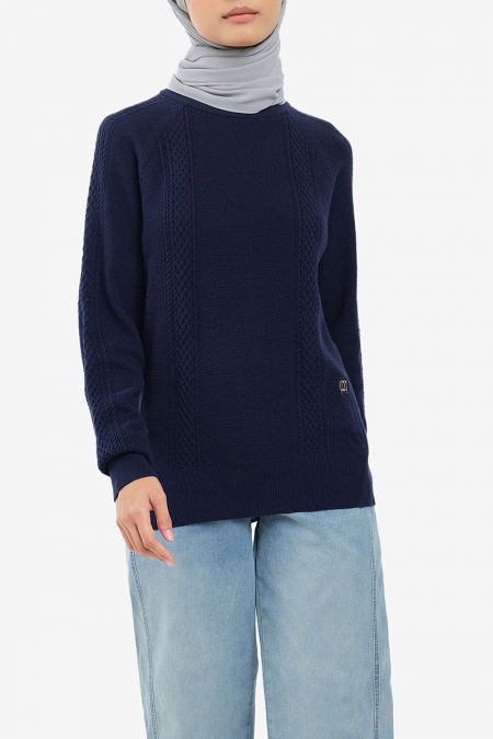 Maella Round Neck Sweater - Eclipse