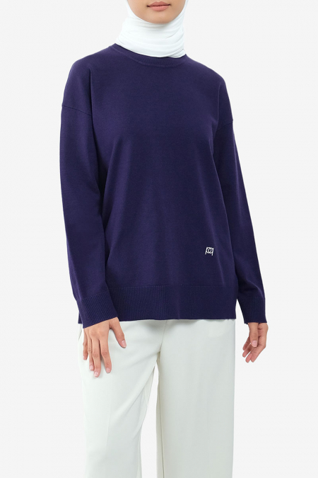 Wilbeth Drop Shoulder Sweater - Navy