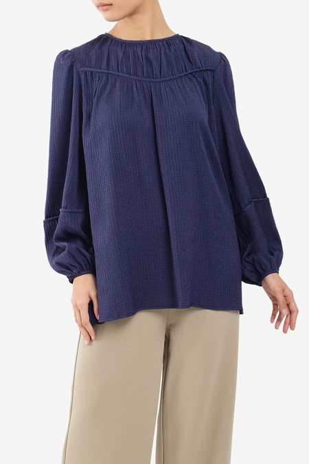 Tyleshia Flared Blouse - Deep Blue