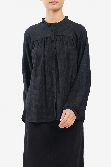 Udantika Front Button Blouse - Black