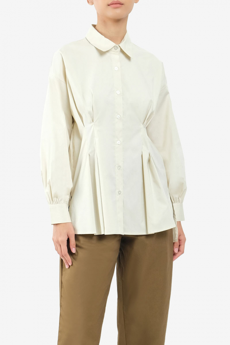 Verena Front Button Shirt - Light Beige