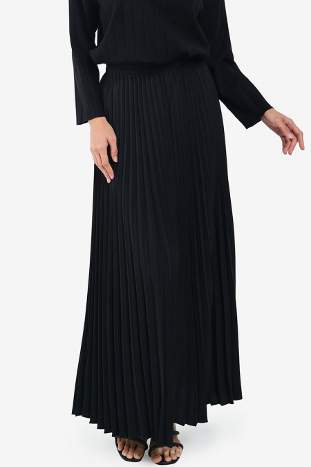 Haunani Pleated Maxi Skirt - Black