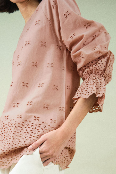 Chevelle Smock Sleeve Blouse - Dusty Pink