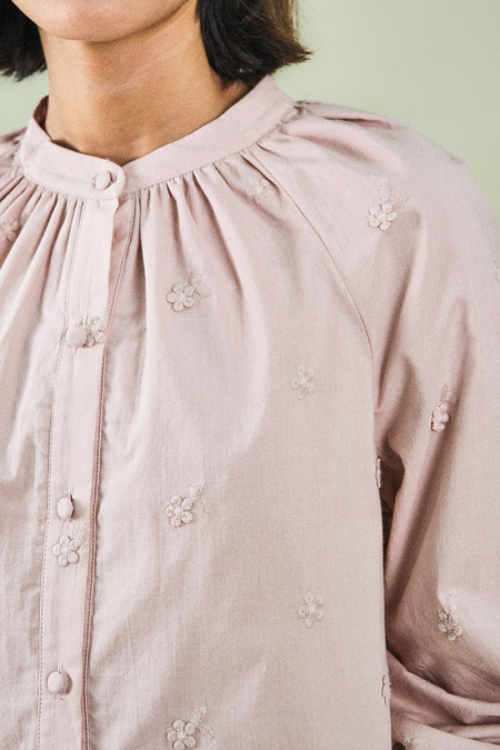 Raiya Front Button Blouse - Dusty Pink