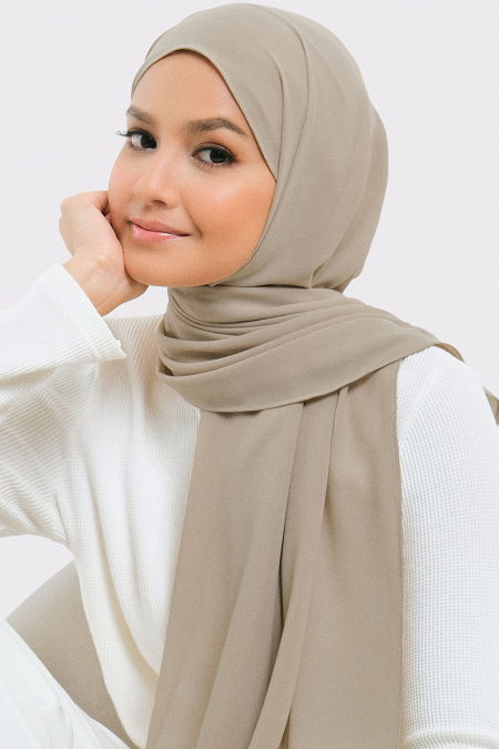 Aida Chiffon Tudung Headscarf - Pale Oak