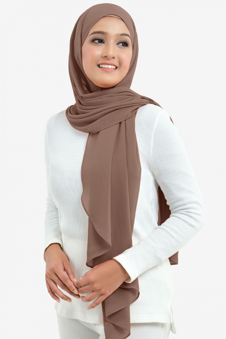 Aida Chiffon Tudung Headscarf - Deep Taupe