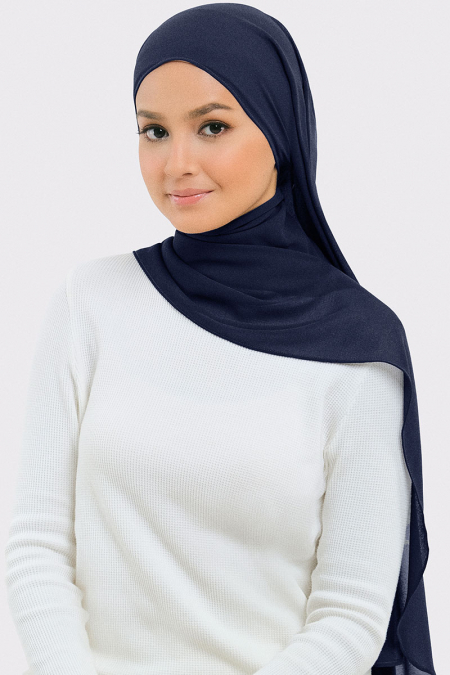 Aida Chiffon Tudung Headscarf - Graphite Blue