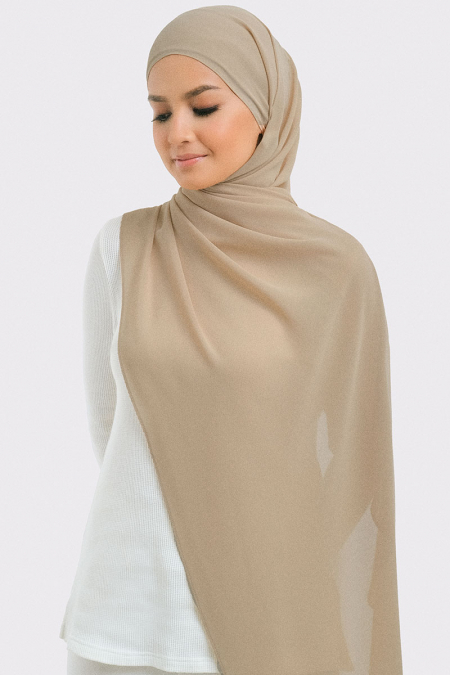 Aida Chiffon Tudung Headscarf - Beige