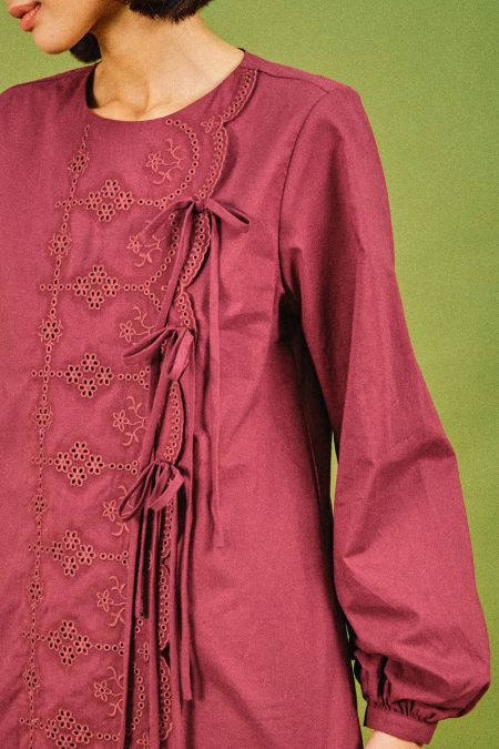 Aribah Bow Blouse - Maroon