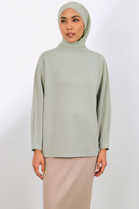 Denali Soft High Neck Blouse - Seafoam