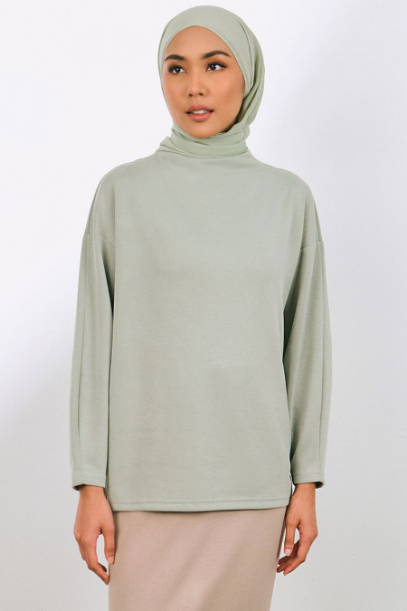 Denali Soft High Neck Blouse - Seafoam