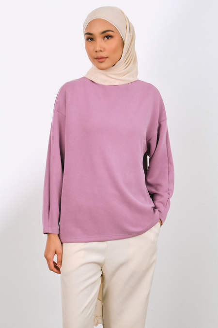 Denali Soft High Neck Blouse - Dusty Lilac