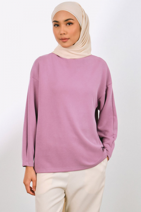 Denali Soft High Neck Blouse - Dusty Lilac