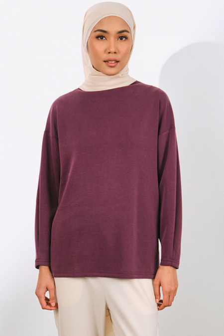 Denali Soft High Neck Blouse - Huckleberry