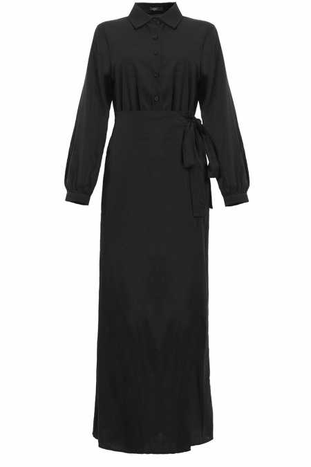 Medea Henley Dress - Black