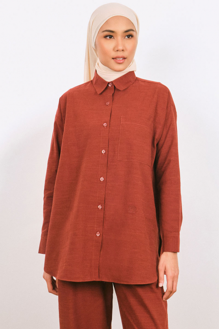 Udyati Front Button Shirt - Burnt Umber