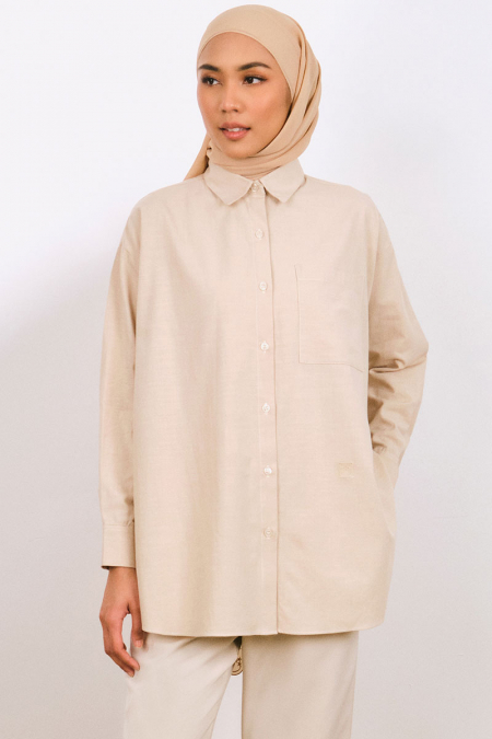 Udyati Front Button Shirt - Oatmilk