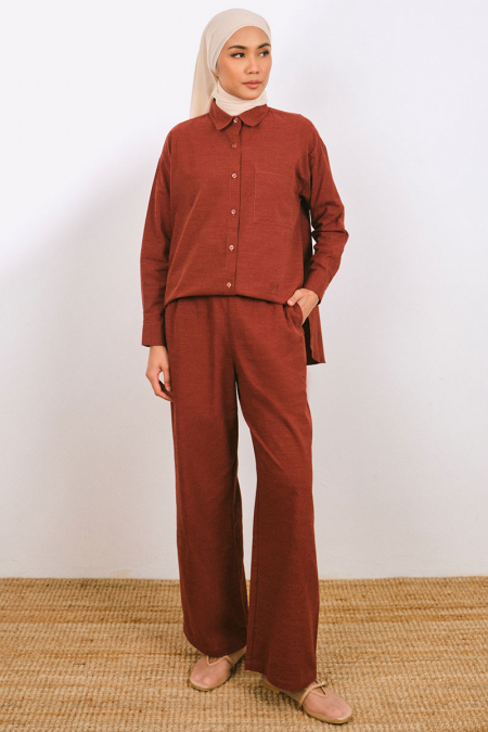 Tamikah Straight Cut Pants - Burnt Umber