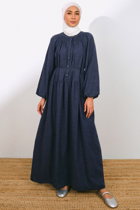 Zaria Henley Dress - Eclipse