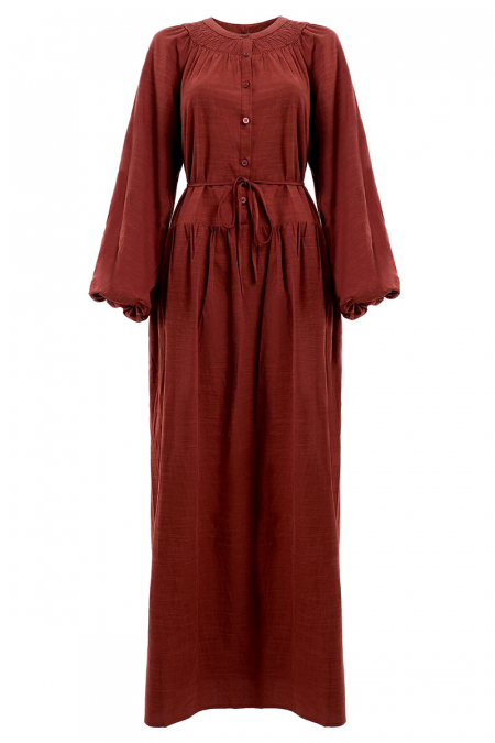 Zaria Henley Dress - Burnt Umber