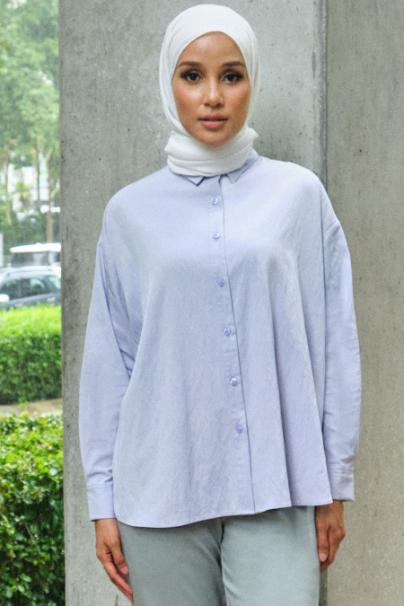 Hestia Front Button Shirt - Lilac