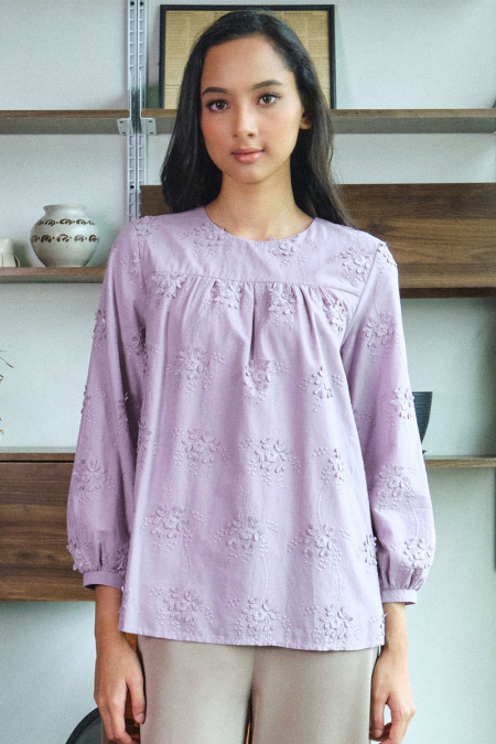 Zaheera Embroidered Blouse - Lilac