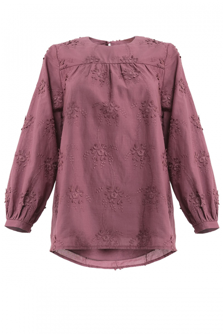 Zaheera Embroidered Blouse - Raisin