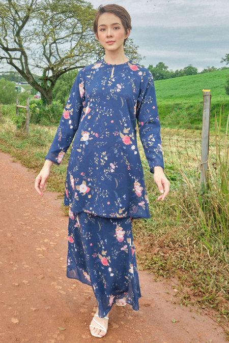 Duyong Blouse & Skirt - Navy Garden