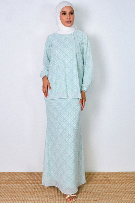 Rusila Blouse & Skirt - Mint/White Ceramic