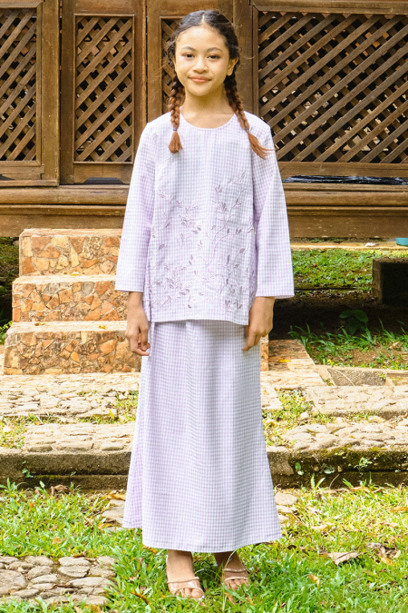 KIDS Maizun Set - Lilac Check