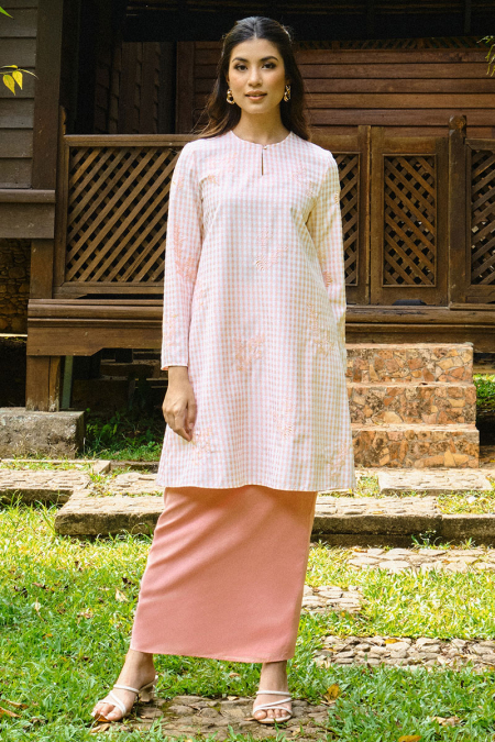 Ratu Blouse & Skirt - Pink Check/Pink