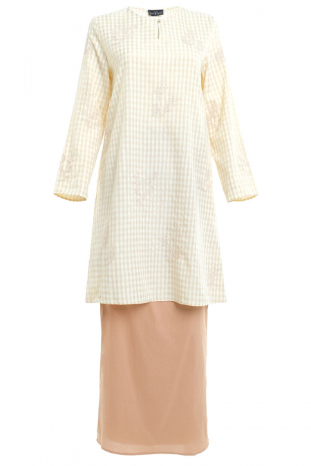 Ratu Blouse & Skirt - Beige Check/Beige