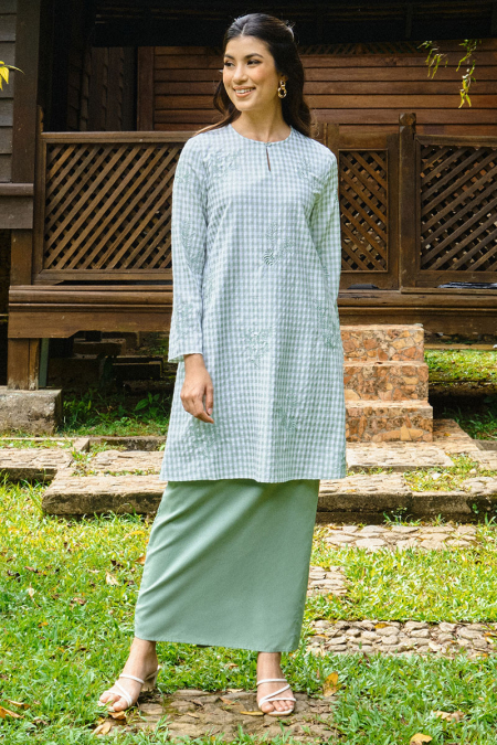 Ratu Blouse & Skirt - Mint Check/Mint