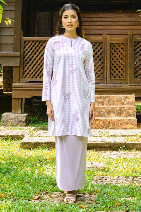 Ratu Blouse & Skirt - Lilac Check/Lilac