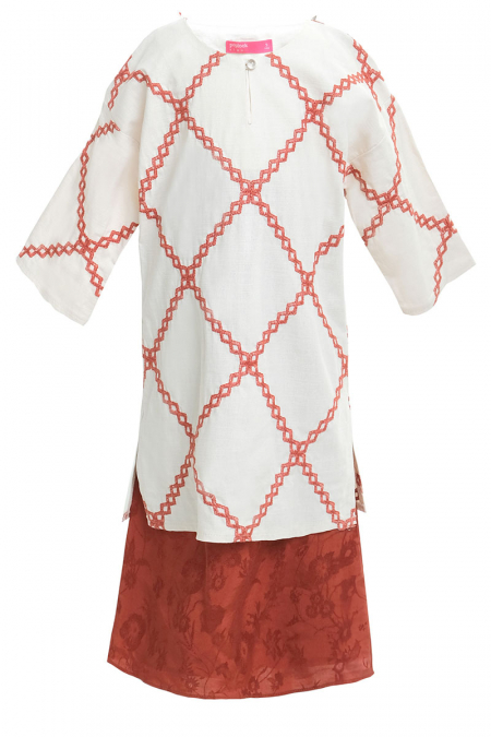 KIDS Badriah Set - Rice/Dark Auburn