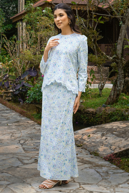 COTTON Hayati Blouse & Skirt - Blue Floral