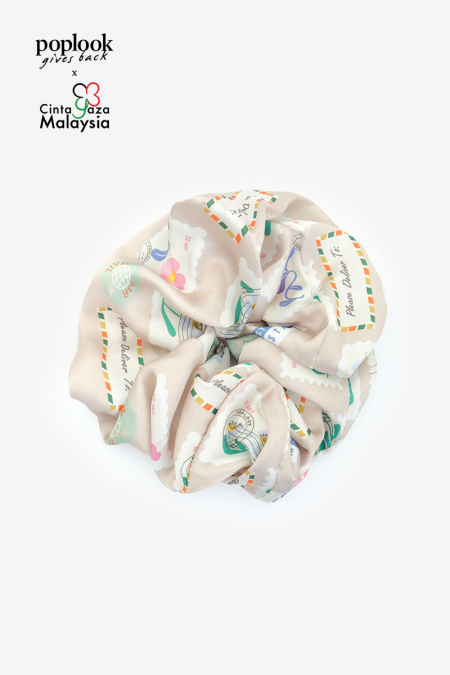 Raya'25 With Love Scrunchie - Beige Print