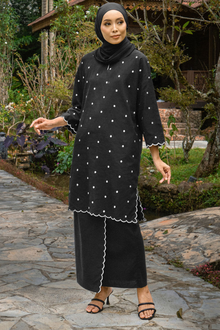 COTTON Dian Blouse & Skirt - Black