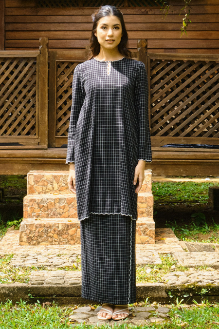 COTTON Norisa Blouse & Skirt - Black Check